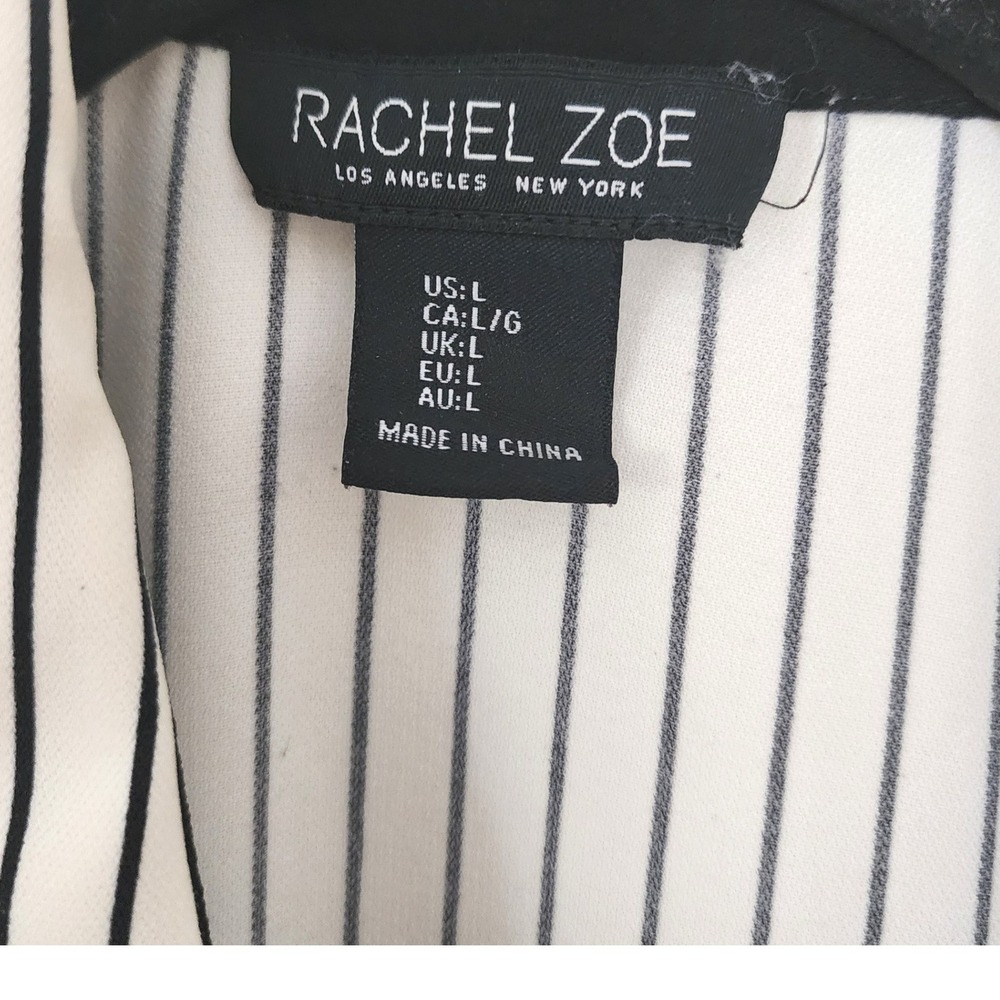 Rachel Zoe White Striped Button Down Top Long Sleeve L Office Preppy Luxury Chic - Picture 5 of 7